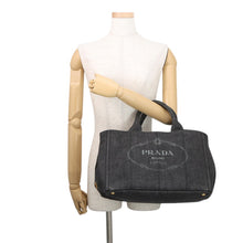 将图像加载到图库查看器中，PRADA Canapa 2WAY Tote Bag Black1BG642_AJ6_F0002_V_OOO Denim Size Medium
