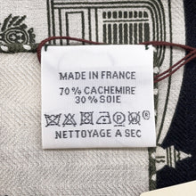 将图像加载到图库查看器中，HERMES Gavroche Ex-Libris White/Black/Khaki Cashmere70% Silk30%
