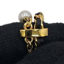 将图像加载到图库查看器中，CHANEL CC Logo NecklaceABE732-B18632-NAAOL Gold Plated Rhinestone Faux Pearl Calf Leather
