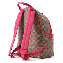 将图像加载到图库查看器中，GUCCI Children's Kim Seung-yeon Flower Print Backpack Beige/Red782708 GG Supreme Leather
