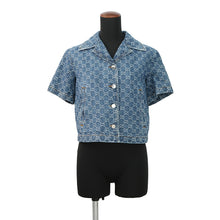 将图像加载到图库查看器中，GUCCI GG Jacquard Denim Shirt Size 38 Blue788680 Cotton100%
