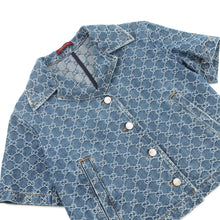 将图像加载到图库查看器中，GUCCI GG Jacquard Denim Shirt Size 38 Blue788680 Cotton100%
