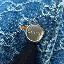 将图像加载到图库查看器中，GUCCI GG Jacquard Denim Shirt Size 38 Blue788680 Cotton100%
