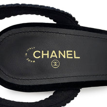 Load image into Gallery viewer, CHANEL Camellia Pointed Toe Sandals BlackG45928 Velvet Size 39C
