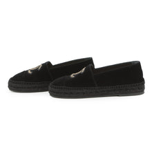Load image into Gallery viewer, CHANEL CHANEL CC Logo Espadrilles BlackG45849 Velvet Raffia Size 39C
