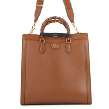 将图像加载到图库查看器中，GUCCI Diana Bamboo Tote Bag Brown703218 Leather Size Large
