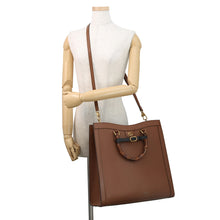 将图像加载到图库查看器中，GUCCI Diana Bamboo Tote Bag Brown703218 Leather Size Large
