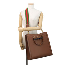 将图像加载到图库查看器中，GUCCI Diana Bamboo Tote Bag Brown703218 Leather Size Large

