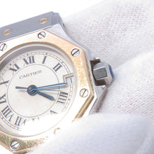 将图像加载到图库查看器中，CARTIER Santos Octagon SM W25mm Stainless Steel K18YG Ivory DialW2001683

