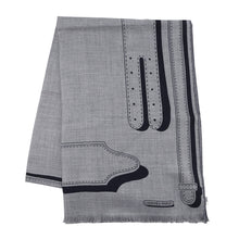 将图像加载到图库查看器中，HERMES Rectangle Presidential horse tack Size 180 Gris Foncé / White / Blue MarineH691443T Cashmere70% Silk30%
