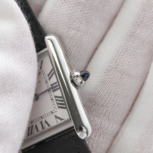 将图像加载到图库查看器中，CARTIER Must tank SM H29.5mm×W22mm Stainless Steel Leather Silver DialWSTA0042
