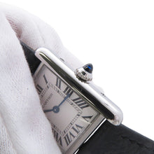将图像加载到图库查看器中，CARTIER Must tank SM H29.5mm×W22mm Stainless Steel Leather Silver DialWSTA0042
