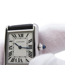 将图像加载到图库查看器中，CARTIER Must tank SM H29.5mm×W22mm Stainless Steel Leather Silver DialWSTA0042
