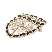 将图像加载到图库查看器中，CHANEL CC Logo Emblem Brooch BlackAB4702 Gold Plated Rhinestone Faux Pearl
