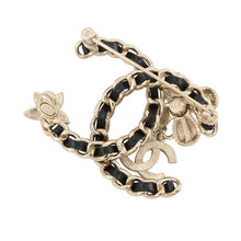 Load image into Gallery viewer, CHANEL CC Logo Brooch BlackAB9679 Gold Plated Leather Rhinestone Faux Pearl
