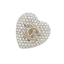 将图像加载到图库查看器中，CHANEL CC Logo Heart BroochAB3644-B02818-N6656 Gold Plated Rhinestone
