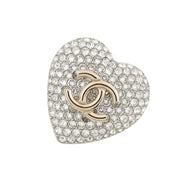 CHANEL CC Logo Heart BroochAB3644-B02818-N6656 Gold Plated Rhinestone