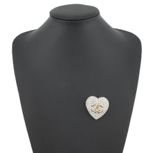 将图像加载到图库查看器中，CHANEL CC Logo Heart BroochAB3644-B02818-N6656 Gold Plated Rhinestone
