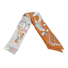 将图像加载到图库查看器中，HERMES Twilly my clouds Sur Mon Nuage Caramel/Gris/Blue Silk100%
