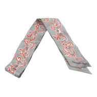 HERMES Twilly, the Free Horse, Chevaux en Liberte Grispearl/Rouge/White Silk100%