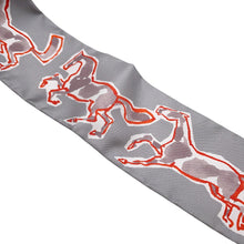 将图像加载到图库查看器中，HERMES Twilly, the Free Horse, Chevaux en Liberte Gris/Rouge/Blanc Silk100%
