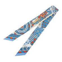 将图像加载到图库查看器中，HERMES Twilly Whispering in the Forest Les Murmures de la Foret Blue Jean/Orange/Cream Silk100%
