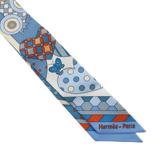 将图像加载到图库查看器中，HERMES Twilly Whispering in the Forest Les Murmures de la Foret Blue Jean/Orange/Cream Silk100%

