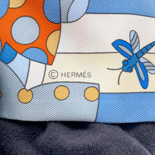 将图像加载到图库查看器中，HERMES Twilly Whispering in the Forest Les Murmures de la Foret Blue Jean/Orange/Cream Silk100%
