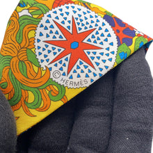 将图像加载到图库查看器中，HERMES Twilly Cane Umbrella and Duel De l'Ombrelle aux Duels Vieux Black / Blue / Jaune Viff Silk100%

