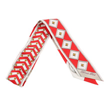 Load image into Gallery viewer, HERMES Twilly Colliers et Chiens forever Rouge/Blanc/Multicolor Silk100%
