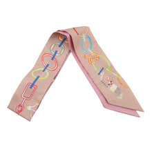 将图像加载到图库查看器中，HERMES Twilly Do Re Boucles Rose Poudre/Blue Silk100%
