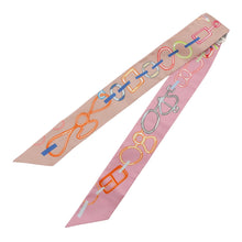 将图像加载到图库查看器中，HERMES Twilly Do Re Boucles Rose Poudre/Blue Silk100%
