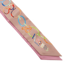 将图像加载到图库查看器中，HERMES Twilly Do Re Boucles Rose Poudre/Blue Silk100%
