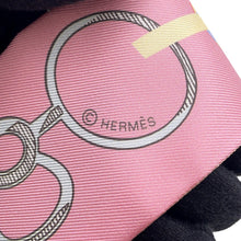 将图像加载到图库查看器中，HERMES Twilly Do Re Boucles Rose Poudre/Blue Silk100%
