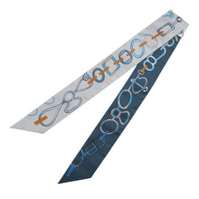 Load image into Gallery viewer, HERMES Twilly Do Re Boucles Blue/Gray Silk100%
