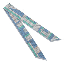 Load image into Gallery viewer, HERMES Twilly TRESSES H Blue Jean / Grispearl Silk100%
