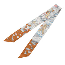 Load image into Gallery viewer, HERMES Twilly my clouds Sur Mon Nuage Caramel/Gris/Blue Silk100%
