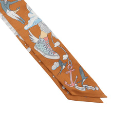Load image into Gallery viewer, HERMES Twilly my clouds Sur Mon Nuage Caramel/Gris/Blue Silk100%
