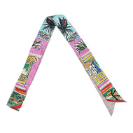 HERMES Twilly Twins EN LIBERTE! Freely! Rose/Blue/Vert Silk100%