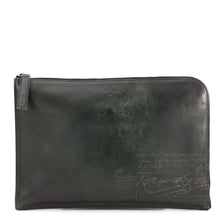 将图像加载到图库查看器中，Berluti Clutch Bag Nino Dark GreenNINO_XL-V2 Scrit Calligraphy Size XL
