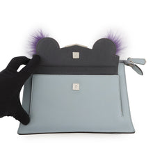 将图像加载到图库查看器中，FENDI Two Jules Bugs Monster Shoulder Bag Gray/Multicolor8M0369 Leather Fur
