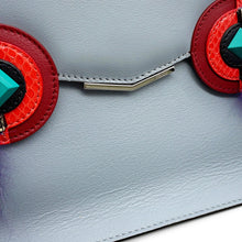 将图像加载到图库查看器中，FENDI Two Jules Bugs Monster Shoulder Bag Gray/Multicolor8M0369 Leather Fur
