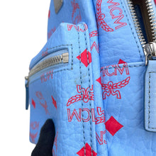 将图像加载到图库查看器中，MCM Visetos Stark Backpack Blue/PinkMMKASVE14H2001 Leather Size Mini
