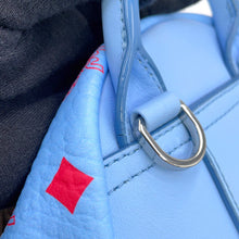 将图像加载到图库查看器中，MCM Visetos Stark Backpack Blue/PinkMMKASVE14H2001 Leather Size Mini
