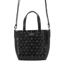 Load image into Gallery viewer, JIMMY CHOO Pegasus Star Embossed 2-Way Bag Black Patent Leather Size Mini
