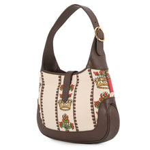 将图像加载到图库查看器中，GUCCI Jackie 1961 MUSIC IS MINE Shoulder Bag Brown/Multicolor636706 Canvas Leather Size Small
