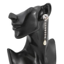 Load image into Gallery viewer, MIUMIU Crystal Faux Pearl Earring Silver Metal Rhinestone Faux Pearl
