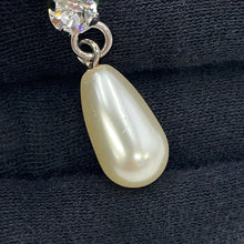 Load image into Gallery viewer, MIUMIU Crystal Faux Pearl Earring Silver Metal Rhinestone Faux Pearl
