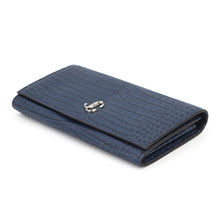 Load image into Gallery viewer, JIMMY CHOO Martina Long Wallet Blue Croco embossed leather
