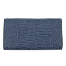 Load image into Gallery viewer, JIMMY CHOO Martina Long Wallet Blue Croco embossed leather
